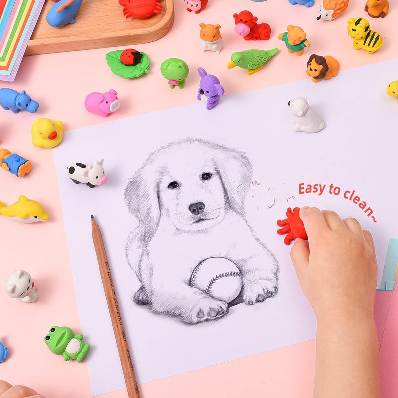 Kaemi 120Pcs Animal Erasers for Kids Desk Pets Bulk 3D Erasers Take Apart Pencil Puzzle Erasers Toys for Party Favors Treasure Box Games Prizes - Image 5